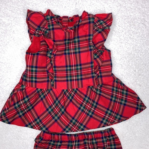 Janie and jack red Bradbury plaid 2 pc set 6-12m - Picture 3 of 13